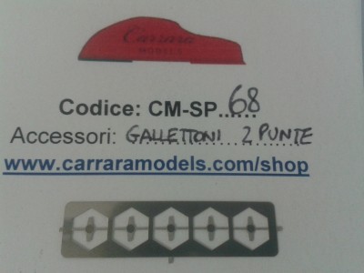 CM-SP68 set 5 pz gallettoni a 2 punte in fotoincisione per auto stradali e corsa - scala 1:43